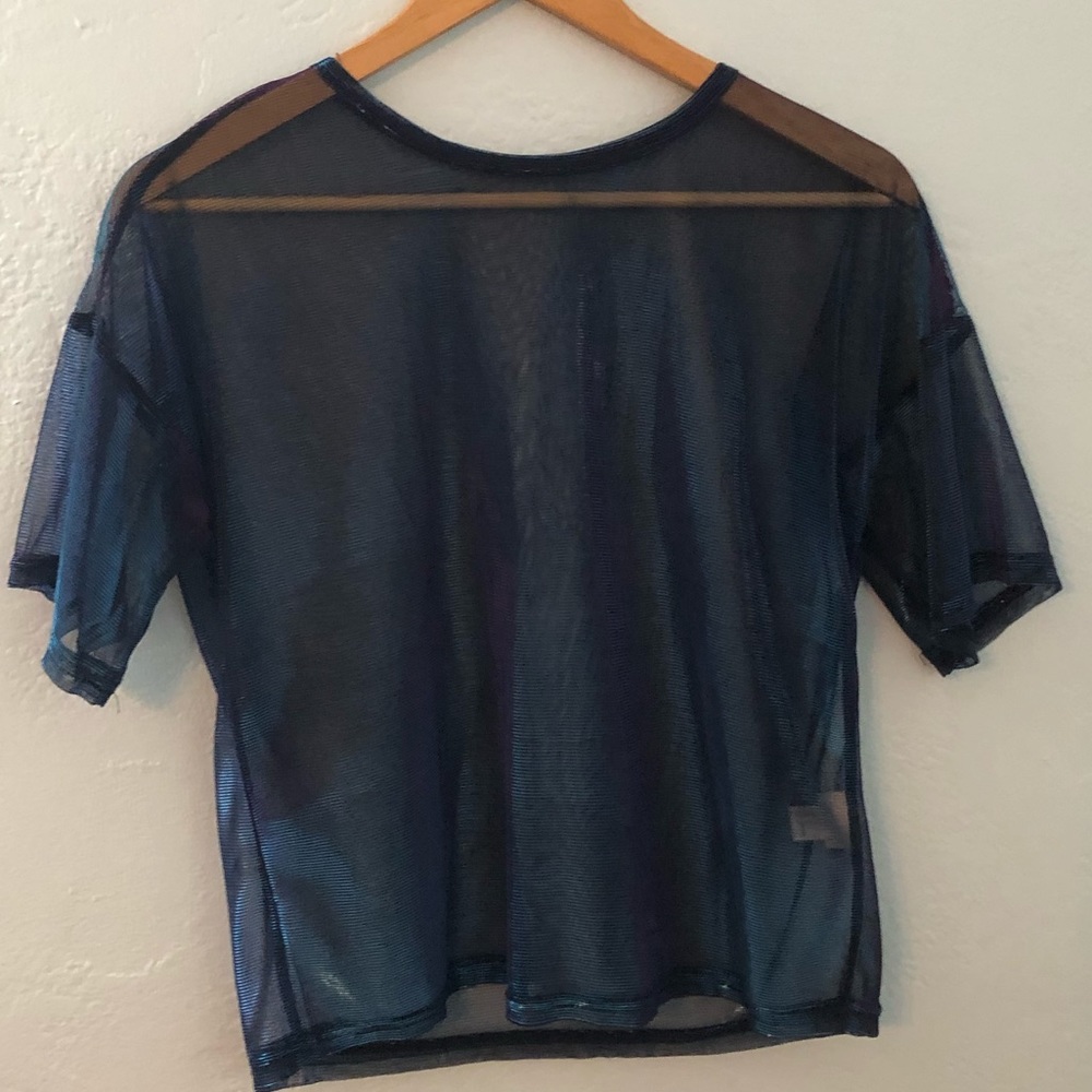 Iridescent see-through mesh tee shirt